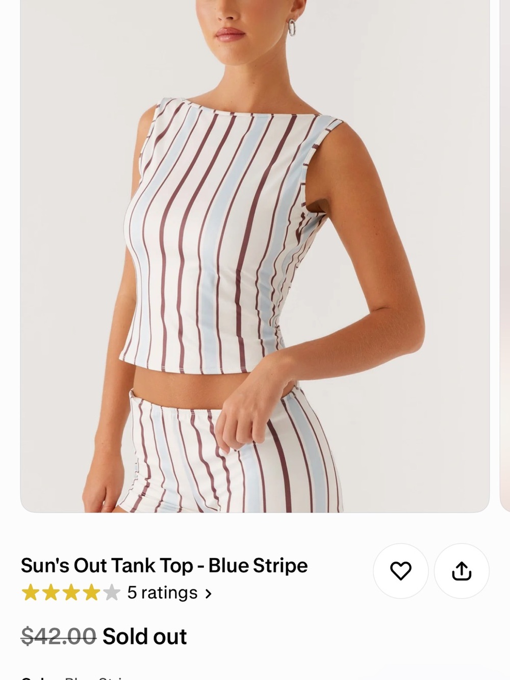 Peppermayo White Tank Top with Brown Stripes